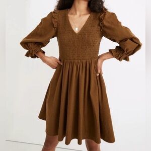 Madewell Brown Long Sleeve Dress